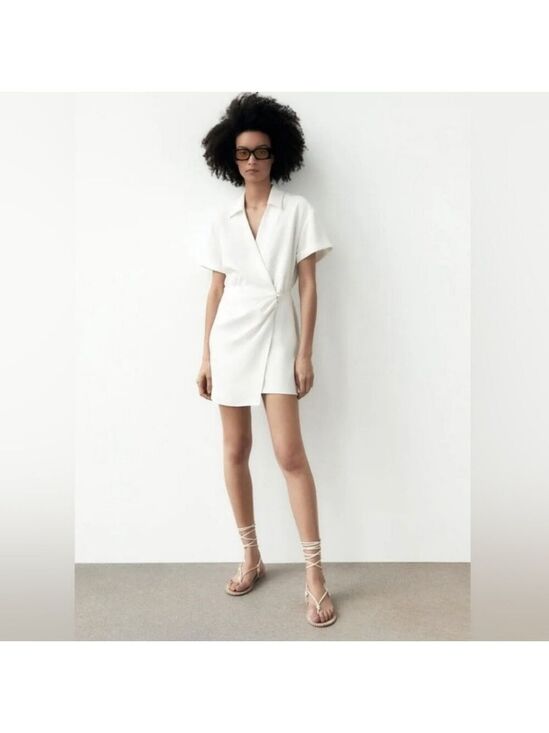 Zara Dresses & Skirts - NWT Zara Faux Wrap Front White Dress